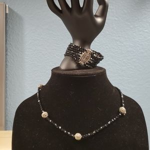 Beautiful black beaded necklace/bracelet set